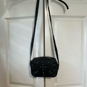 Express Women's Black Leather Crossbody Bag with Studded Detail
